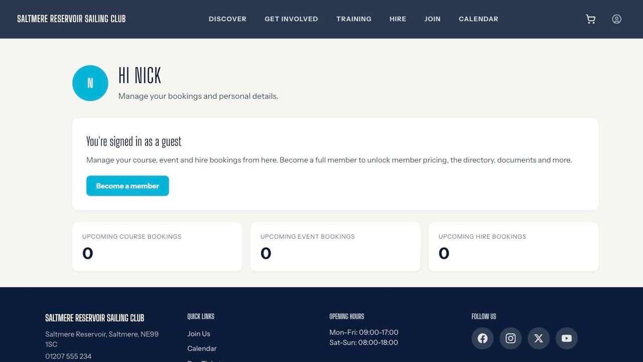 The self-service portal on a club's website