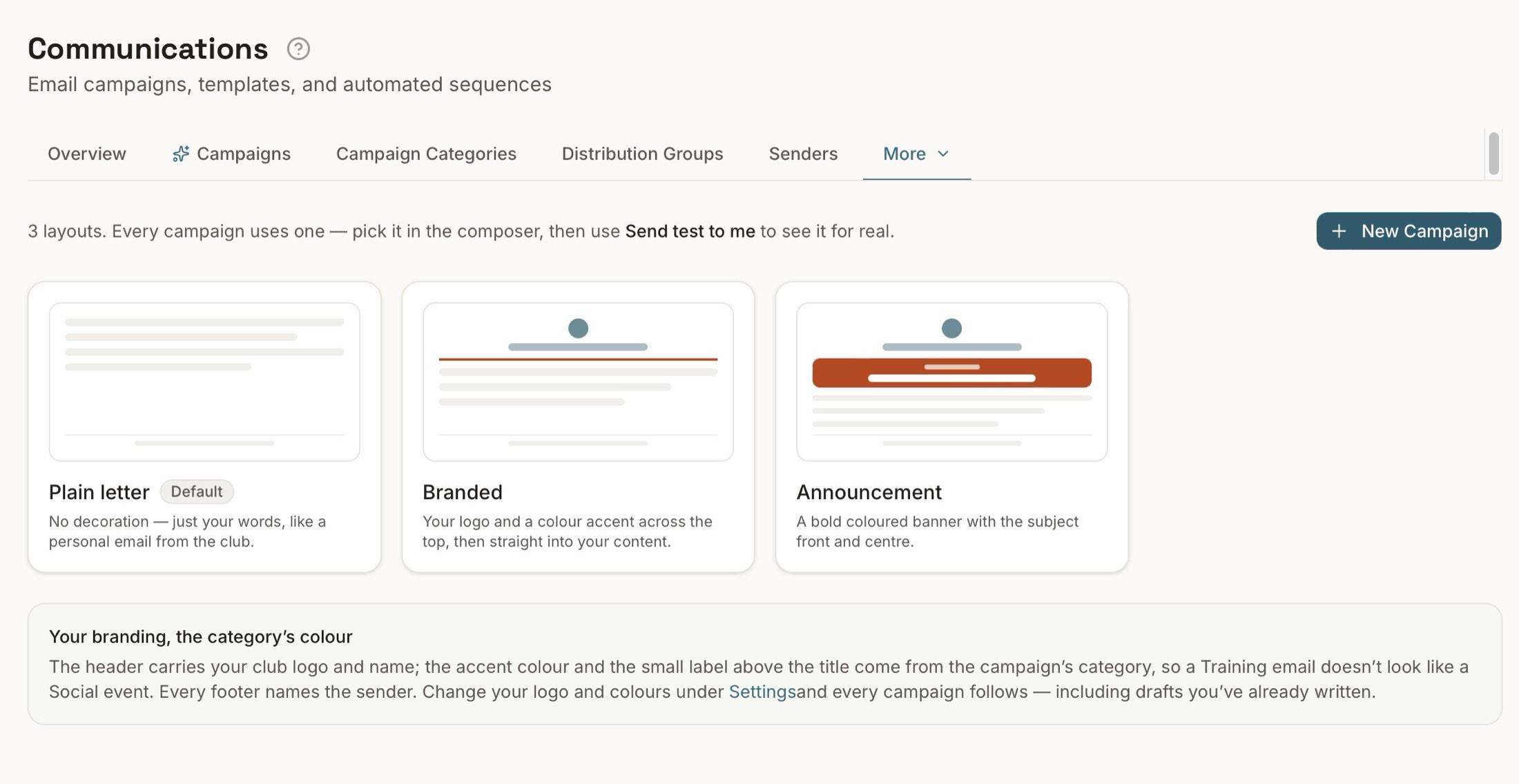 Communications in the Sail app